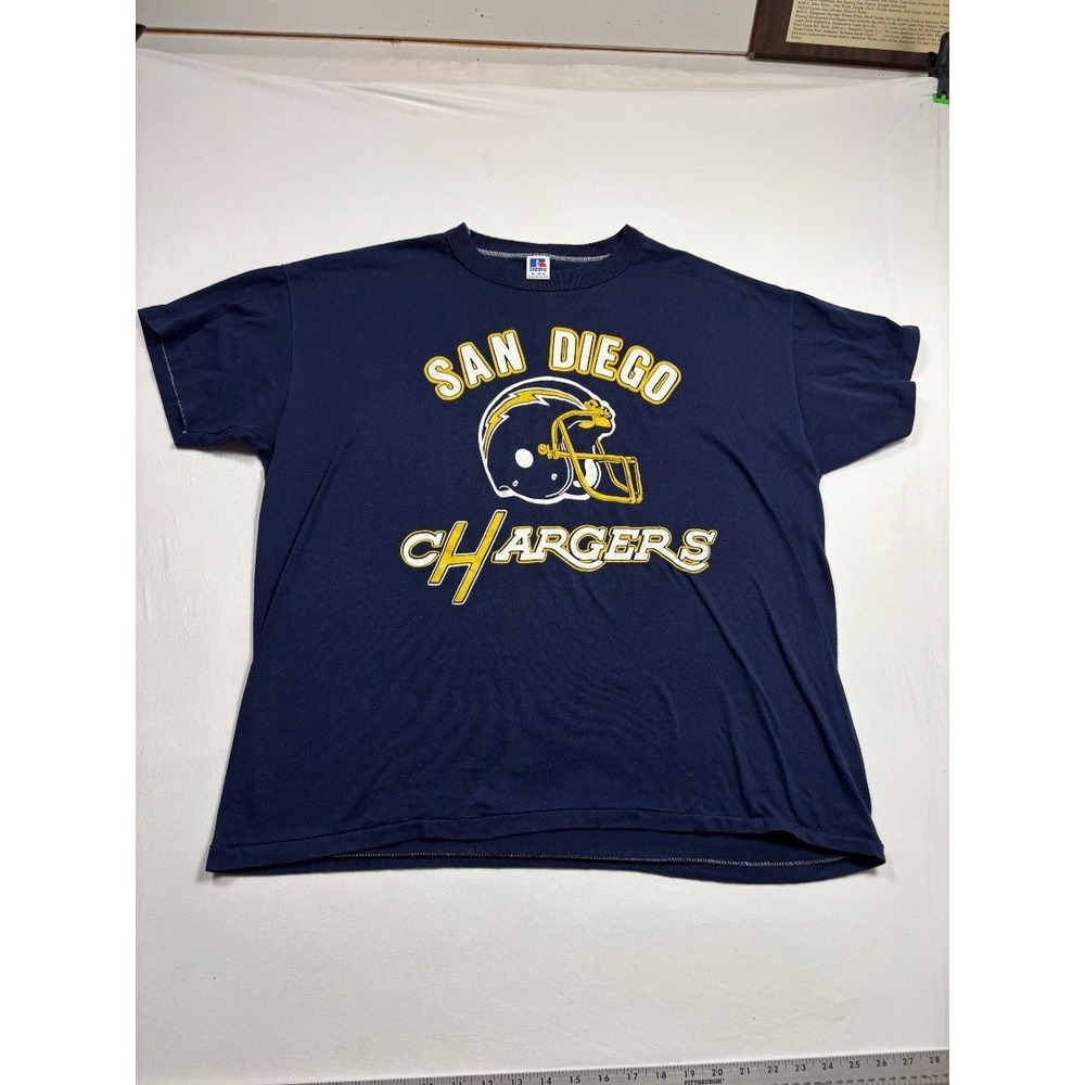 1980s Russell Athletic San Diego Chargers T Shirt Men's XL Navy Football Tee